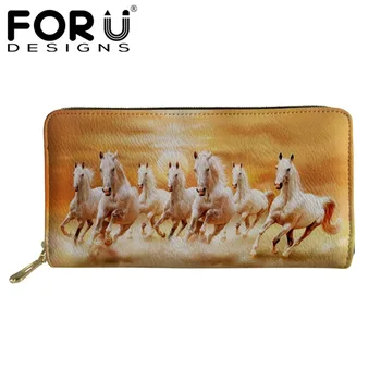 

FORUDESIGNS Hand Luxury PU Wallet Vintage 3D Horse Pattern Women Man Leather Tote Fashion Unisex Long Purse Bolsa Feminina Mujer