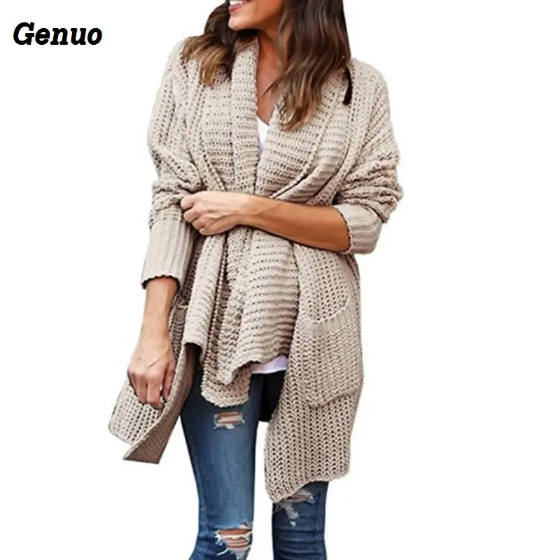 Genuo Autumn Women Casual Sweaters Knitting Long Cardigan Female Loose Knitted Jumper Top Warm Winter Sweater Women Tops