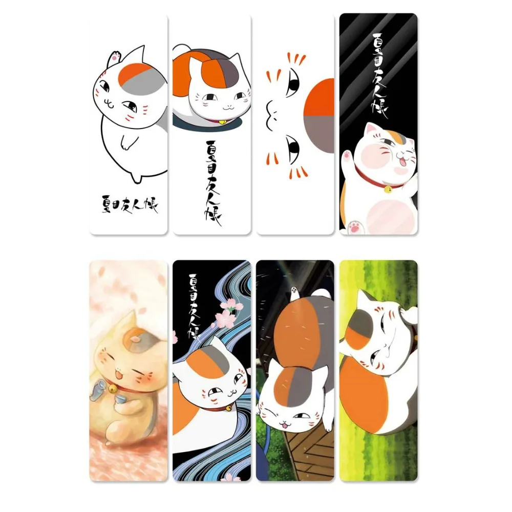 

8PCS/Sheet New Cute Natsume Yuujinchou Anime Bookmarks Waterproof Transparent Plastic Students Bookmark Colorful Bookmarkers