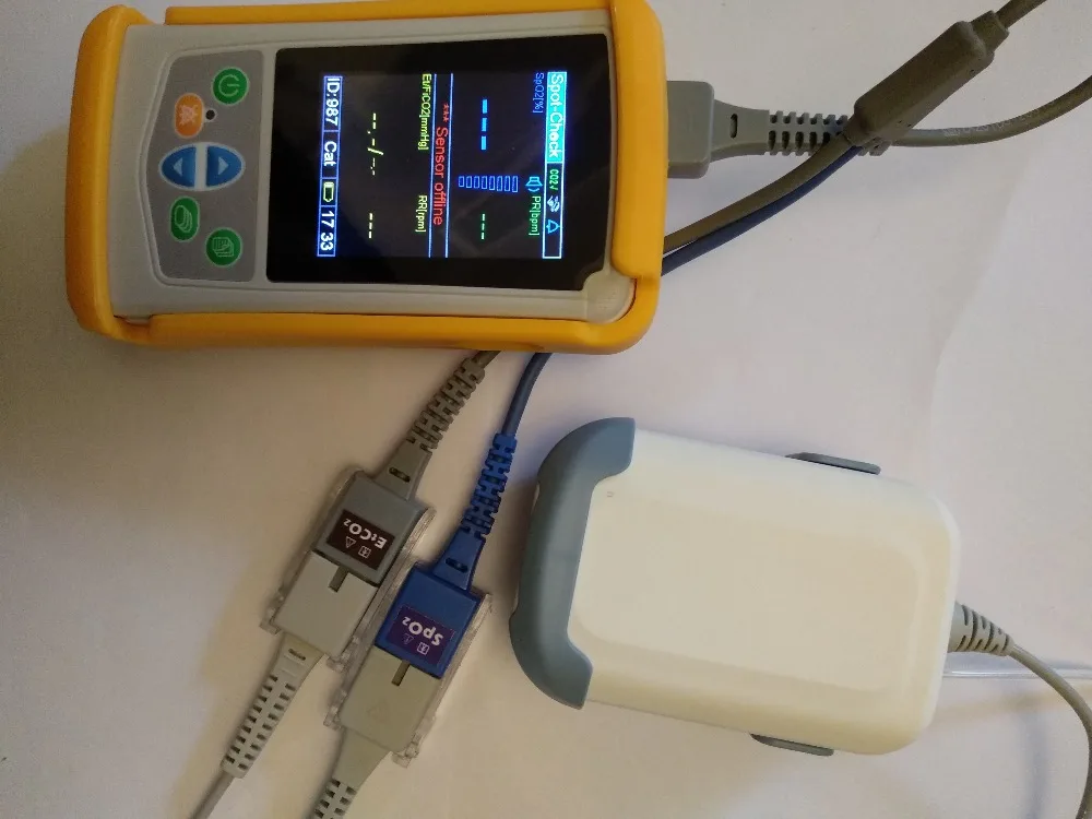 Ручной монитор EtCo2 Co2 Healthecare Spo2 и Etco2 Capnograph Monitor с Sidestream для ветеринарного