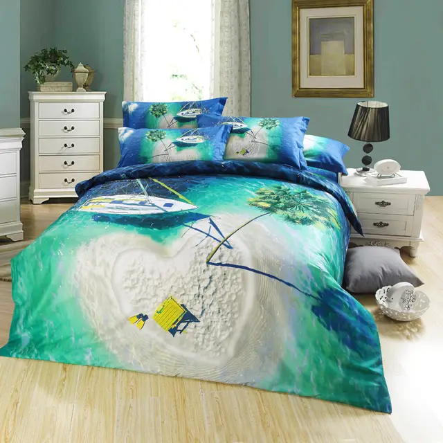 3d Heart Shaped Island Blue Ocean Seagreen Palm Tree Designer