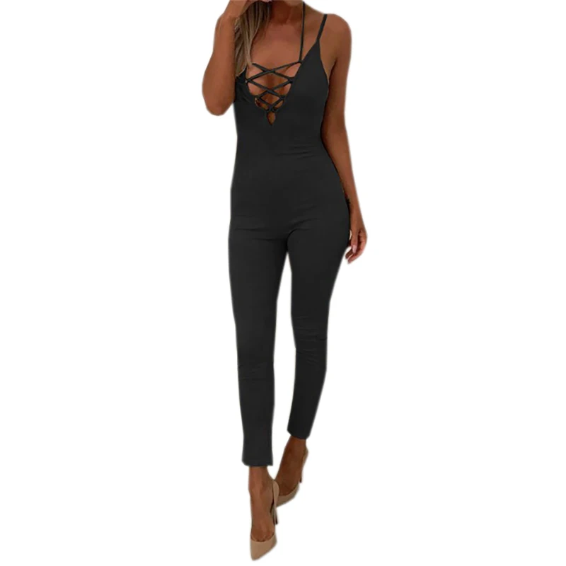 Ankomina Sexy v neck lace summer jumpsuit romper Women