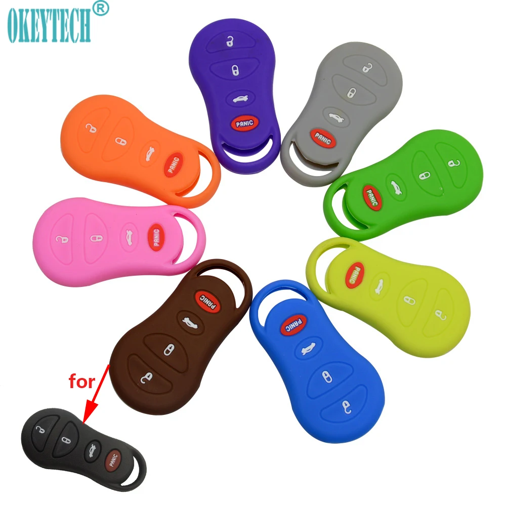 

OkeyTech Silicone Rubber Car Key Case Cover For Chrysler 300M Concorde Sebring LHS FOR Dodge Viper Stratus 4 Button High Quality