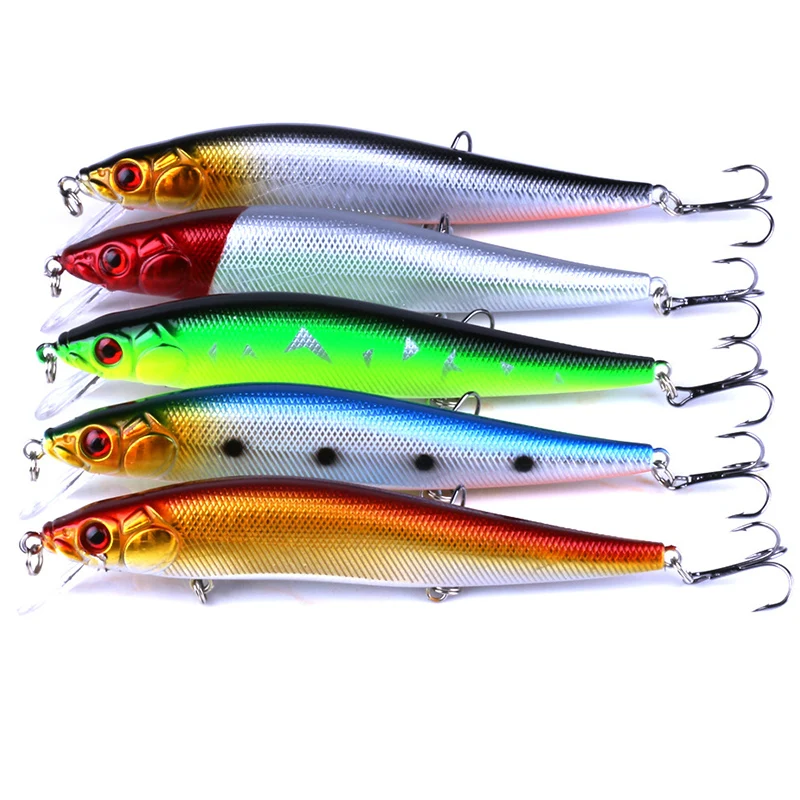  HENGJIA Random color 14cm 23g Fishing Lure Bent Minnow Artificial Bait 3D Fish Eye Minnow Lures Fak