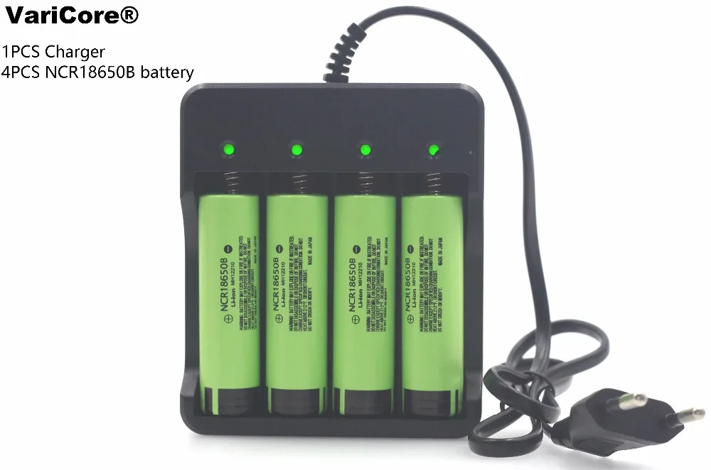 4 шт.. Новый оригинальный Батарея 18650 3,7 V NCR18650B 3400 mAh литий-ионный Батарея + 1x18650 Батарея Зарядное устройство