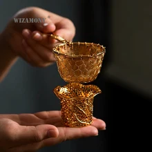 WIZAMONY Чайный фильтр ручной работы Гальванизированный медный чайный набор из нержавеющей стали сито в форме листа кунгфу Чайный сито аксессуары чайный набор