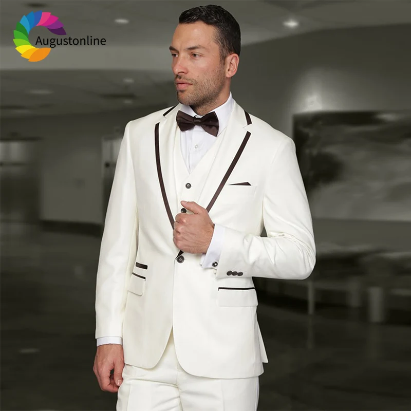 White Men Suits For Wedding Suit Bridegroom Custom Slim Fit Groom Prom Tuxedo Tailor Made Costumes Best Man Traje Hombre 3Pieces men suits business wedding suits for man bridegroom custom slim fit formal blazer tuxedo tailor costumes best man 3pieces