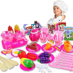 54 шт. Пластик фрукты овощи Кухня резки Пособия по кулинарии игрушки Раннее развитие и образование игрушечная кухонная посуда для детей