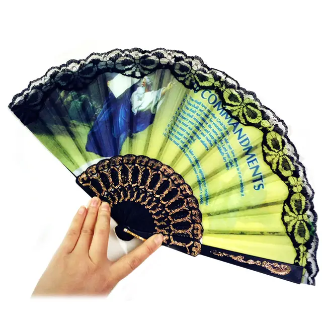 Free Shipping 5pcs Spanish Style Lace Edge Plastic Hand Fan Party