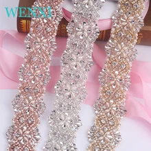 WENXI (10 YARDS) Wholesale Crystal Rhinestone Trim With Pearls Beaded Rhinestone Bridal Applique For Wedding Gown Or Sash