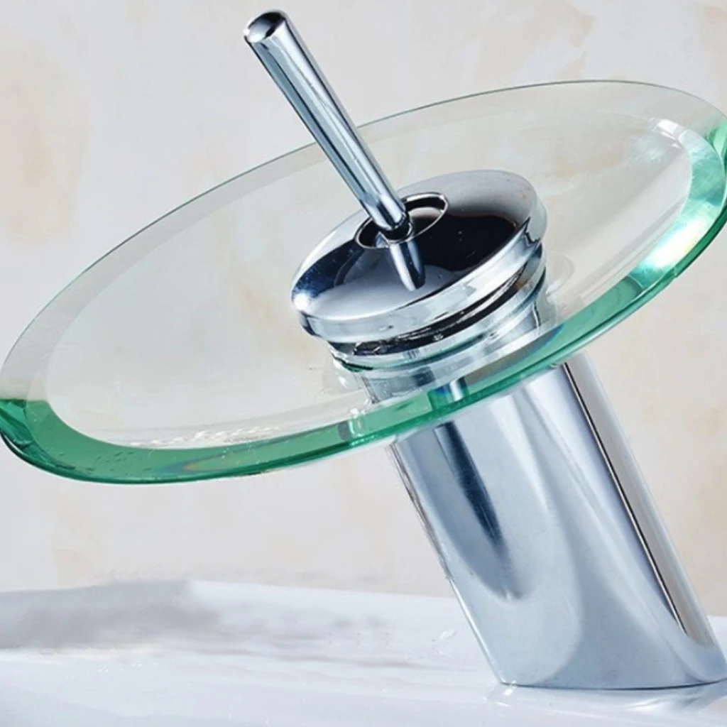 Preise 2019 bad Wasserfall Becken Toque Waschbecken Mixer Torneira Tap Wasserhahn Chrom Poliert Glas Rand Wasserhahn Wasserhahn Mit Wasser Einlass Rohr