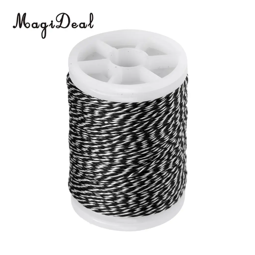 MagiDeal 2 Pcs 110m Fiber Archery Bow String Serving Material Bowstring Protect black&white