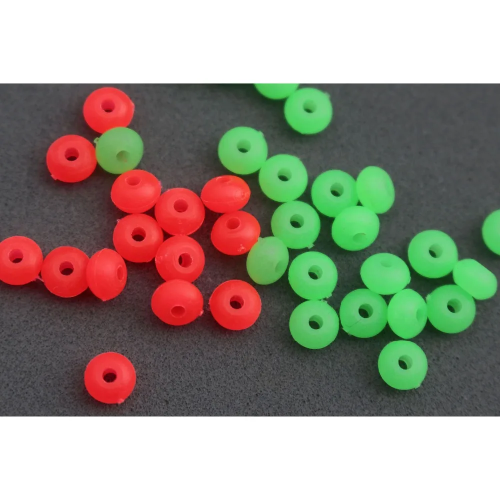 

Tigofly 200 pcs/lot Plastic Fishing Beads Red Luminous Green Floating Bobber Bulk Beads Fishing Accessories Fly Tying Materials