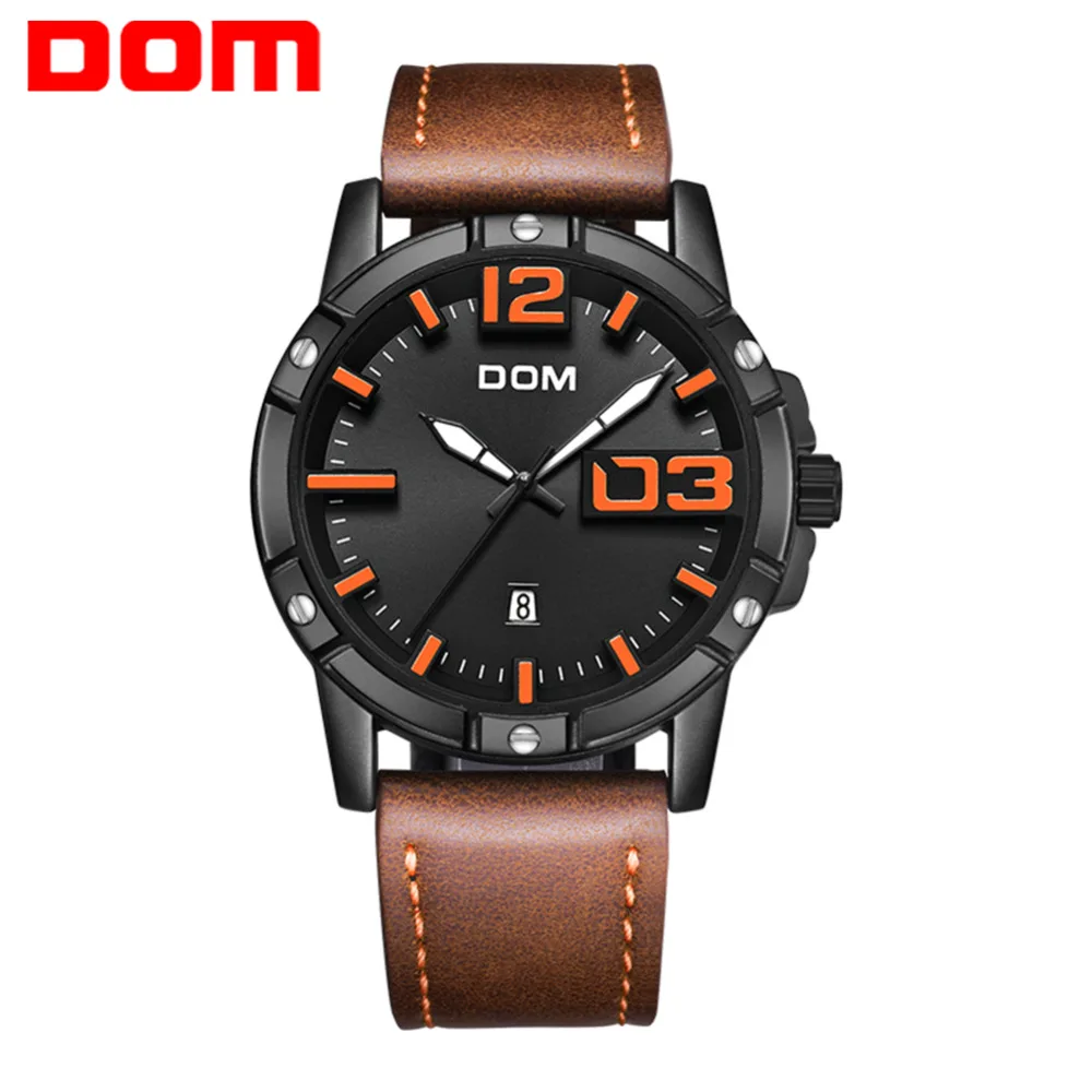 

DOM Watch Men Luxury Sport Quartz wristwatch clock Mens Watches Leather Business Waterproof watch Relogio Masculino M-1218BL-1M5