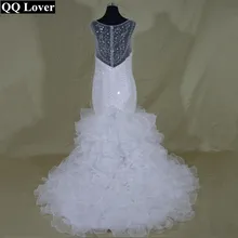 QQ Lover 2017 African Full Shining Beaded See Through Back Mermaid Wedding Dress Custom-made Bridal Gowns Wedding Dresses