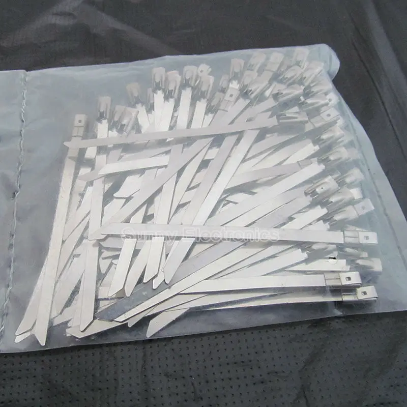 100pcs 4.6x100mm 4" 4 Inches 304 Stainless Steel Cable Zip Ties Exhaust Wrap Coated Locking