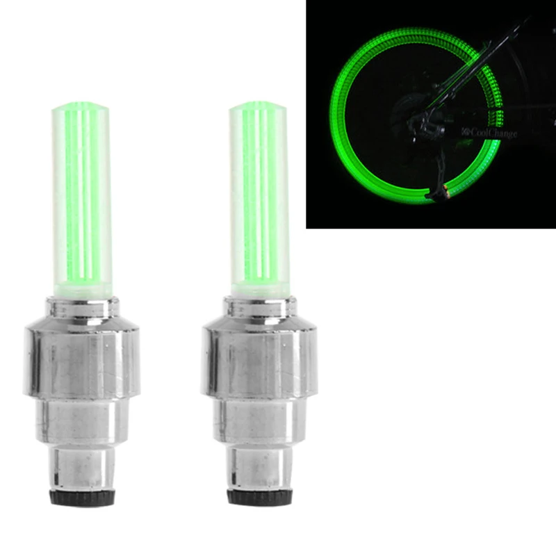 Sale 2Pcs Bike Lights Bicycle Tyre Tire Valve Caps Wheel Spokes LED Light 4 Color 3