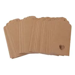 5x100 шт крафт-бумаги пустые карты рука рисунок теги подарок этикеток сердца полые коричневый