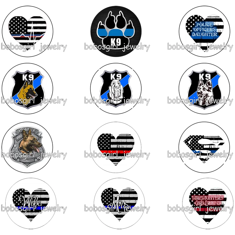 

POLICE FIRE K9 DOG LOVE glass snap button photo print Phone Holder GS9880