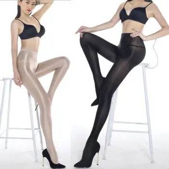 

Sexy Oil Shiny Pantyhose Women Crotchless Sheer Stockings Women's Tights Fashion Lady Stretchy Hosiery