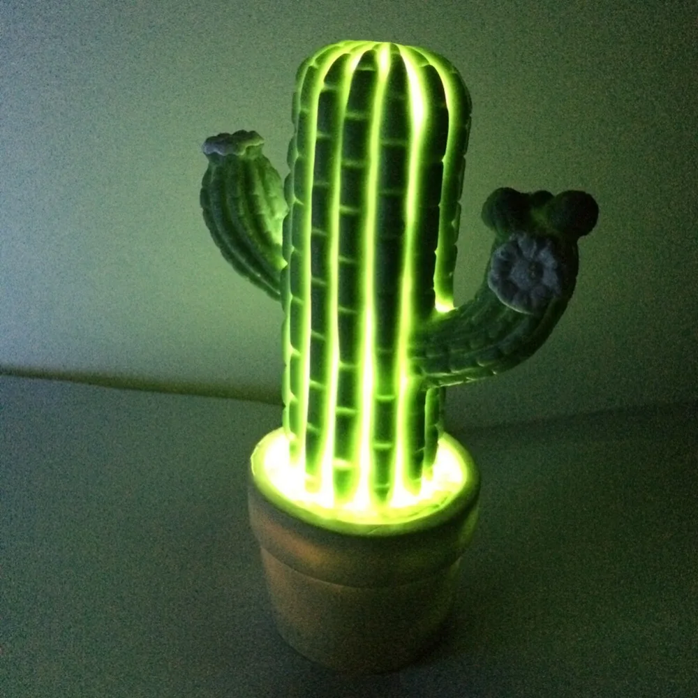Luzes da Noite lumiparty criativo mini cactus forma Geração de Energia : Mudar