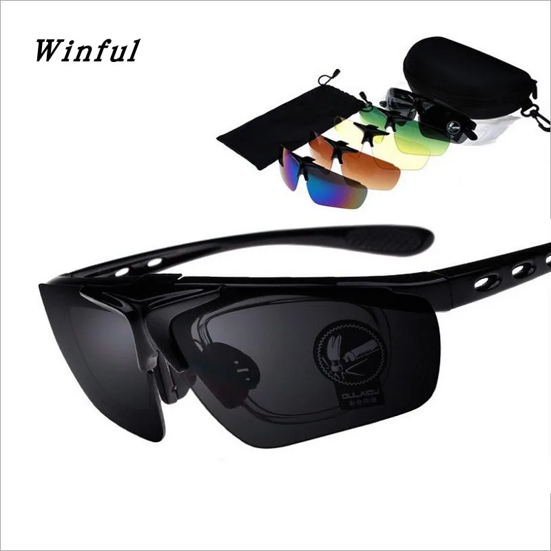 

9 in One Sport Sunglasses Set 5 Colors lens 1 glasses frame Professional Goggle Clamshell Eyewear free shipping sun glasses