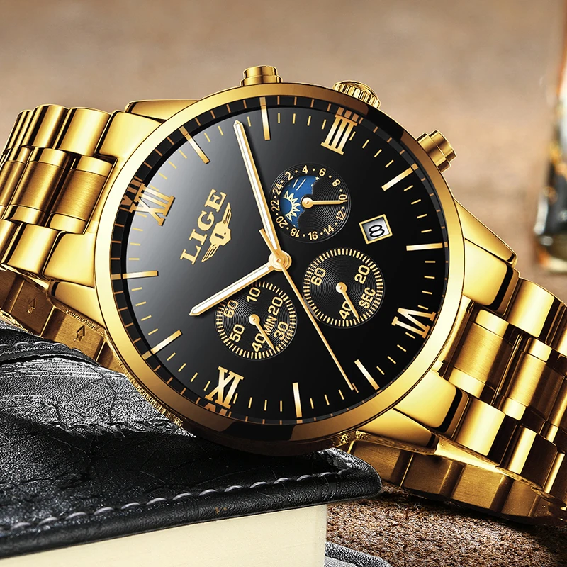 Relogio Masculino LIGE New Fashion Sport Top Luxury Brand Mens watches Waterproof Chronograph Stainless Steel Luminous Watch Men