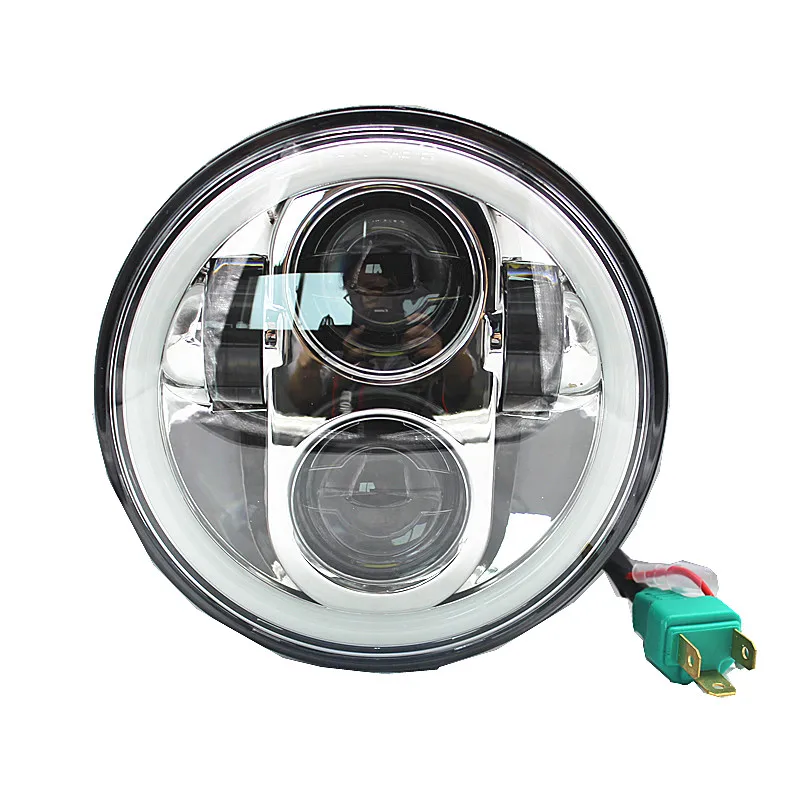 Хромированный 5,75 дюймовый круглый налобный фонарь с белым halo светодиодный вспомогательный фонарь для moto r Sportster moto