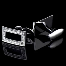 Bridegroom Wedding Business Men Cufflinks French Shirts Cuff Links Black Glaze Zircon Silvery Rectangle Cufflink With Gift Bag Bridegroom Wedding Business Men Cufflinks French Shirts Cuff Links Black Glaze Zircon Silvery Rectangle Cufflink With Gift Bag
