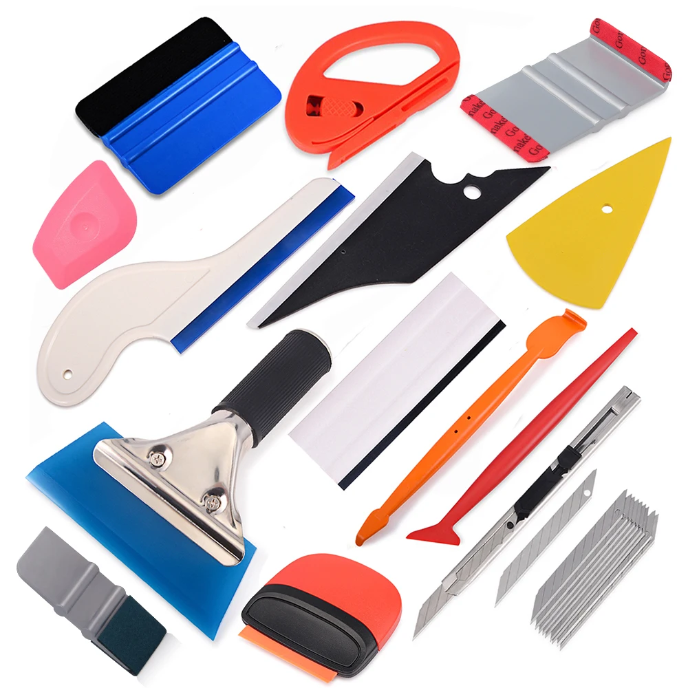 FOSHIO Carbon Fiber Magnetic Squeegee Stick Scraper Cutter Vinyl Wrap Car Tools Set Foil Film Sticker Wrapping Window Tint Tools
