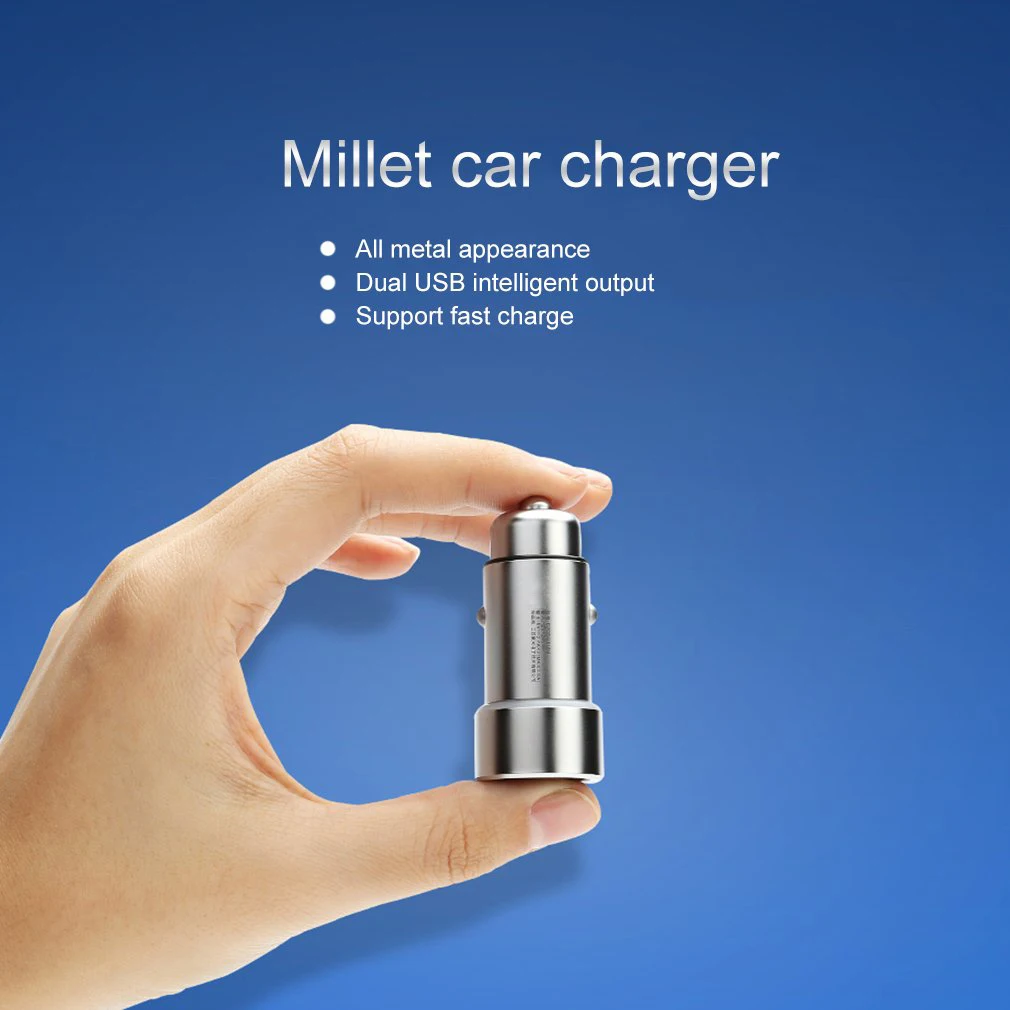 

Powstro Car Charger Dual Usb Adapter 5V 3.6A Mobile Phone Charge For Phones Tablets Metal