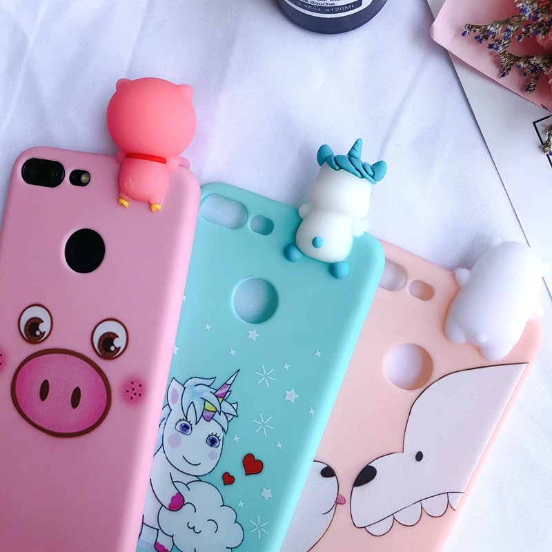 Y5 Y6 Y7 Prime 3D чехол для etui huawei Y7 Prime чехол Kawaii Медведь Единорог для Funda huawei Y5 Y6 Y7 Prime чехол