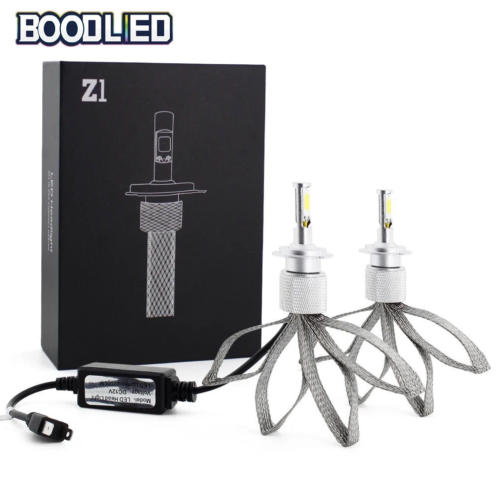 Автомобильные светодиодные фары H4 H7 LED 22 Вт/лампа H11 H1 H3 9005 9006 COB Chips Z1 Hi Lo Beam 6500K для