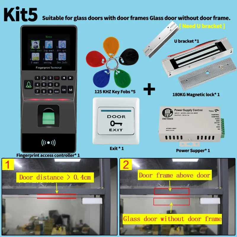 Считыватель отпечатков пальцев Биометрический Дверной замок diy kit Поддержка Usb Tcp ip RS 485 посещаемость времени RFID система контроля доступа - Цвет: Kit 5
