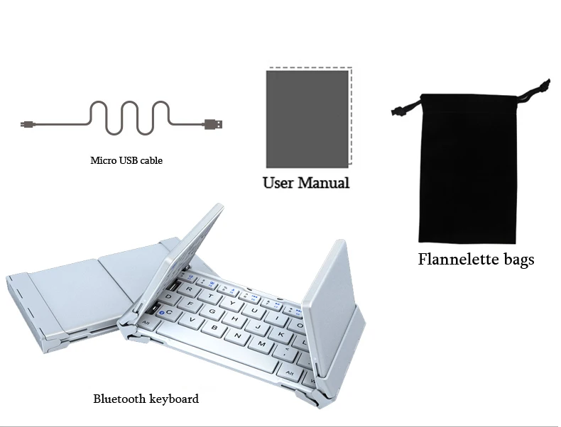 Intelligent Pocket Folding Keyboard Aluminum Bluetooth Foldable Universal Wireless Travel Keypad for iphone ipad PC tablet phone