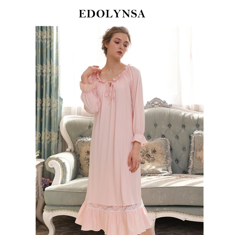 Nightgowns Sleepshirts 2023 Nightgown Female Silk Night Wear Lace ...