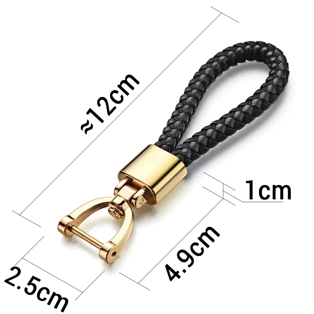 Hand Woven Leather KeyChain Detachable Metal 360 Degree Rotating Horseshoe Buckle Braided Moto Car Key Chain For Men Gift K394