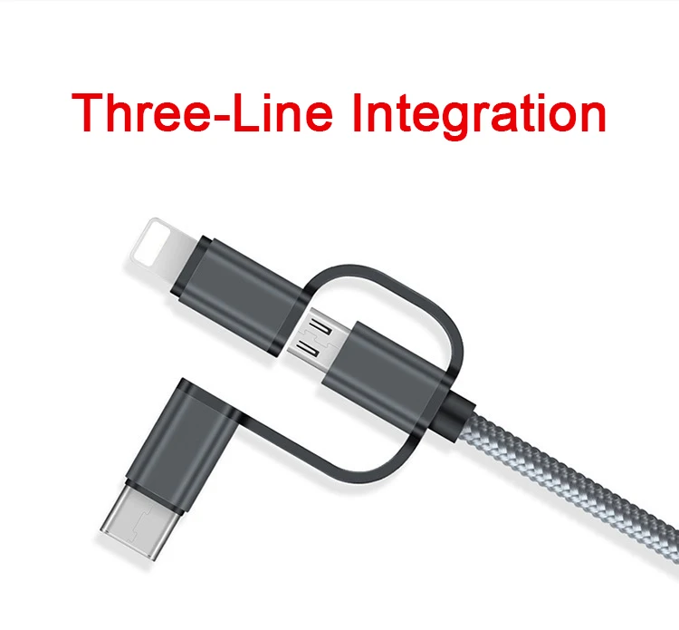 Быстрая зарядка 3 в 1 кабель для передачи данных для Apple Android type C Micro USB кабель для передачи данных нейлоновый переплет зарядный Шнур адаптер быстрого зарядного устройства