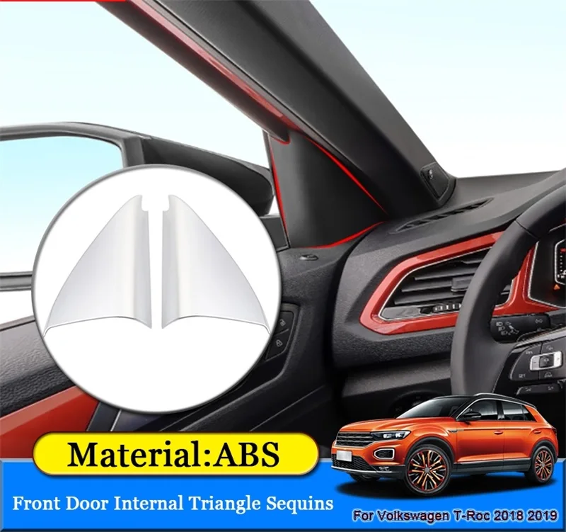 

Car Styling For Volkswagen VW T-Roc TROC 2017 2018 2019 Inner Triangle Frame Cover Sequins Car Internal Decoration Sticker Trim