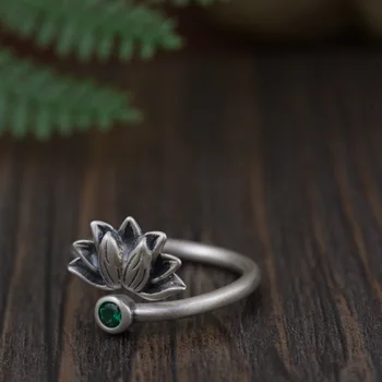 

The New Fashion Wholesale Jewelry Line S925 Pure Silver Lotus Flower Ring Thai Silver As Ancient Craft New Gift
