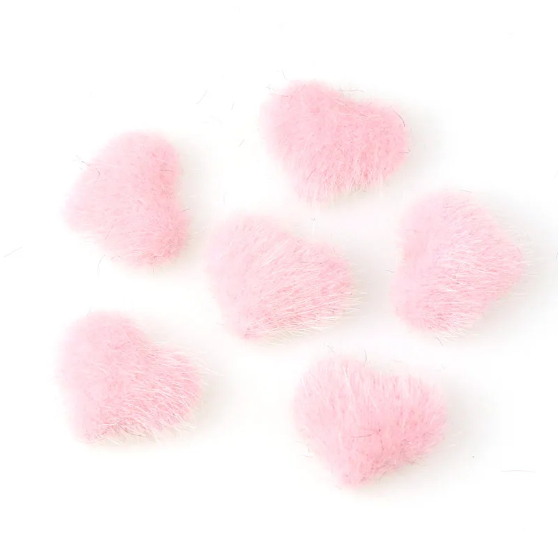 40pcs Flatback hairy Fabric Covered Heart high cabochon Buttons Home Garden Crafts Cabochon Scrapbooking DIY 20*23mm - Цвет: 10