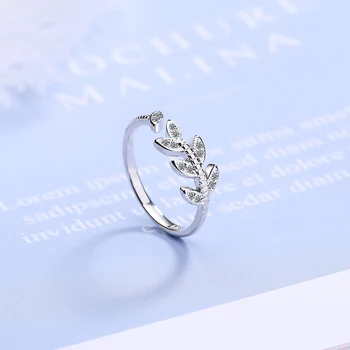 

100% 925 Solid Real Sterling Silver Leaves CZ Opening Cocktail Ring Sizable 5 6 7 For Teen Girls Kids Xmas Gift DS958