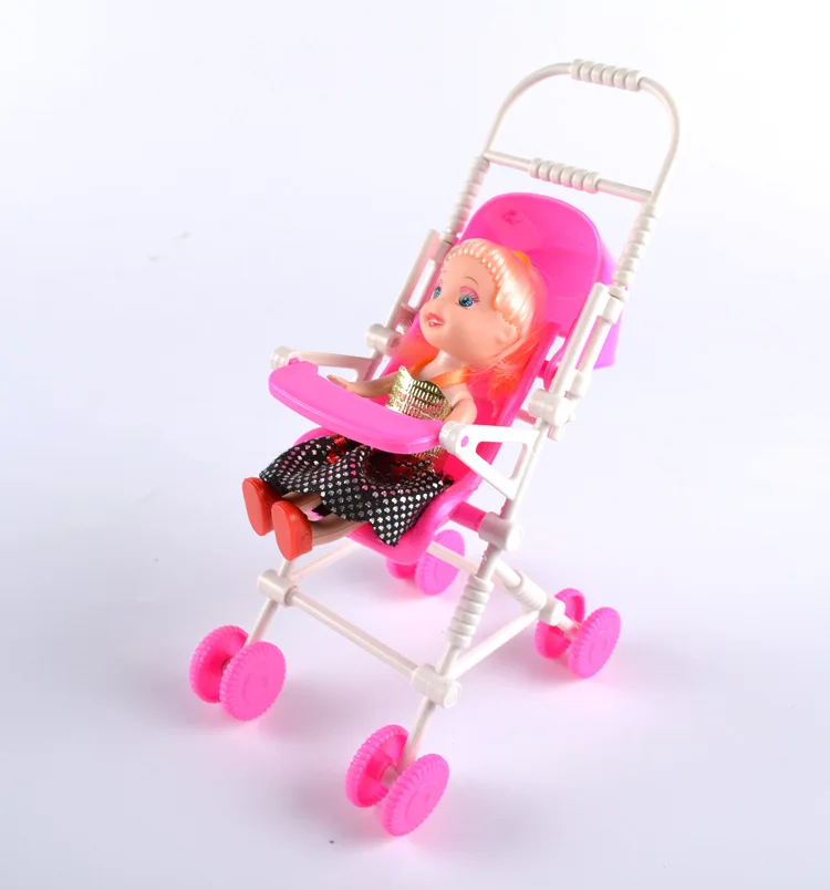 Один набор кукольных аксессуаров розовая детская коляска тележка игрушки для новорожденных мини мебель для куклы-Барби