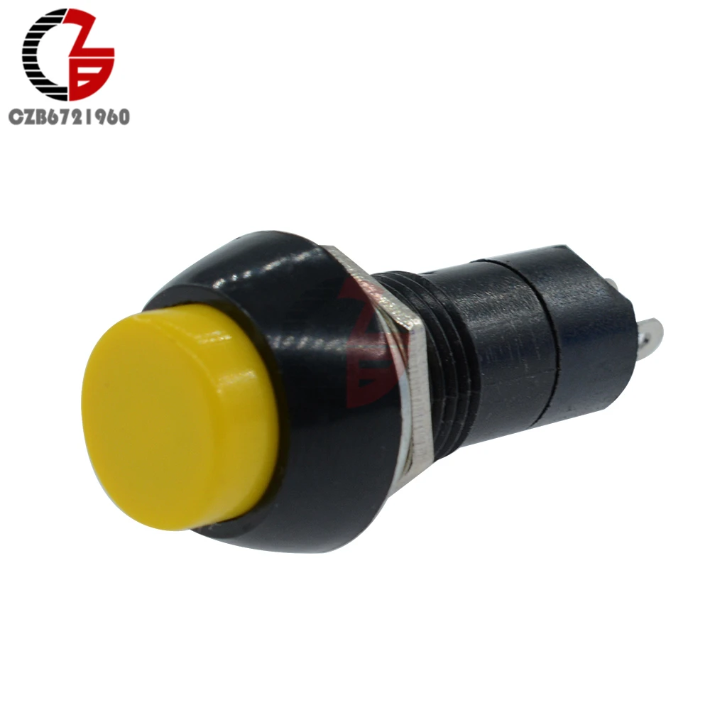 

5PCS 250V 3A 12mm Yellow Push Button Switch PBS-11B No Self-Lock ON/OFF Lock