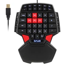 Delux T9 Klavye 47-Anahtar Profesyonel Bir El Oyun Klavye Tek/Tek El USB Kablolu Esport Oyun Klavye