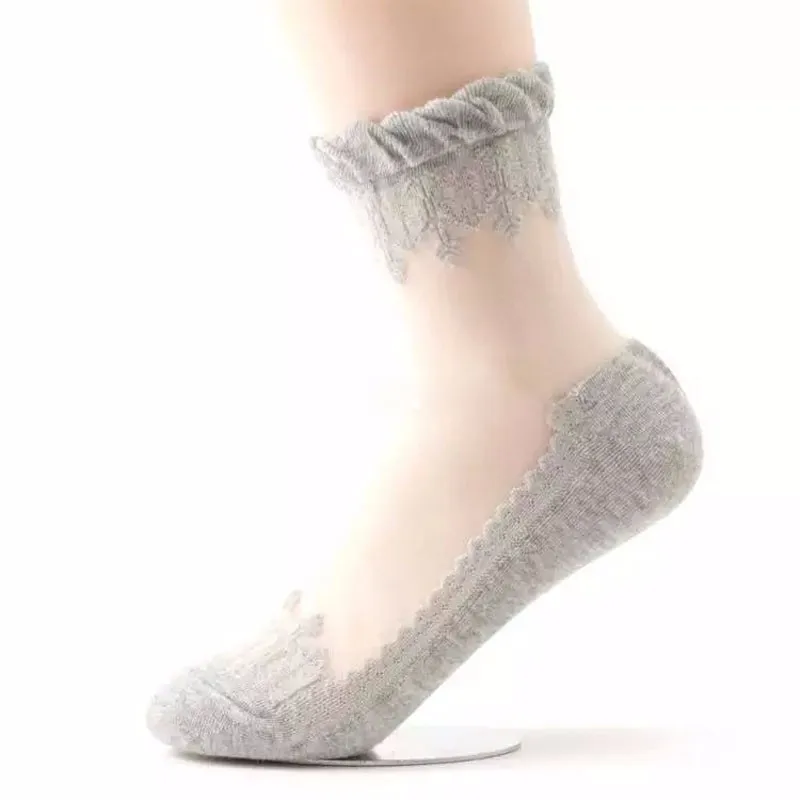 Женские носки летние новые женские короткие носки эластичные ультратонкие прозрачные красивые прозрачные кружевные носки Calcetines дешевая распродажа