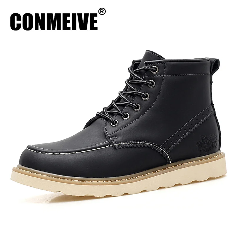 

Hot Sale Basic Boots Men Lace Up Brand Ankle Winter Genuine Leather Bota Masculina Botas Hombre Casual Rubber Safety Shoes Mens