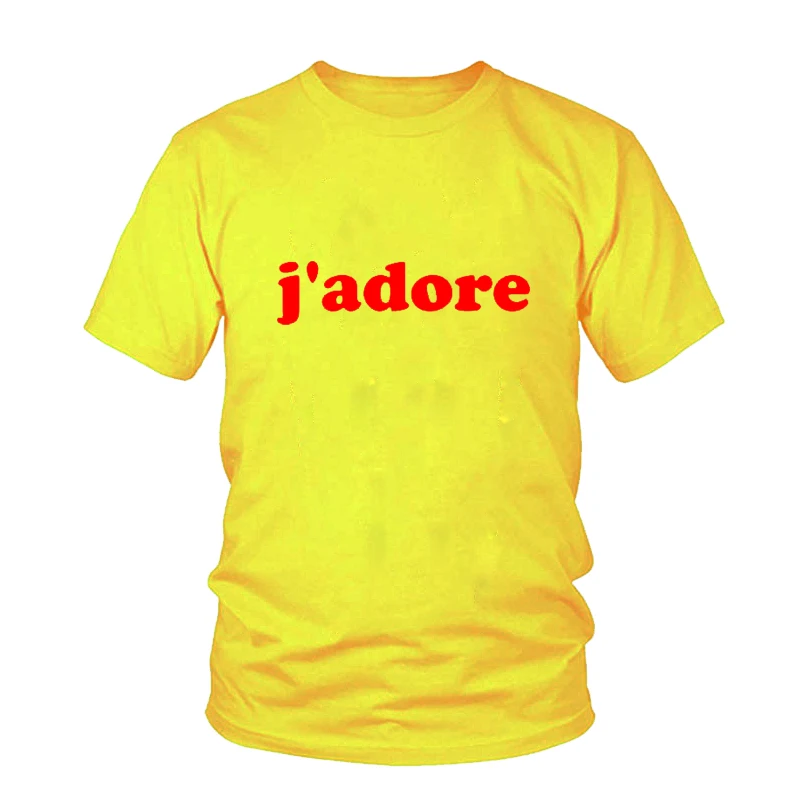 Feminist T Shirt Paris Harajuku Ladies T-Shirts Camisa Feminina French J'Adore T-Shirt Women Cotton Short Sleeve I Just Love It - Цвет: yellow