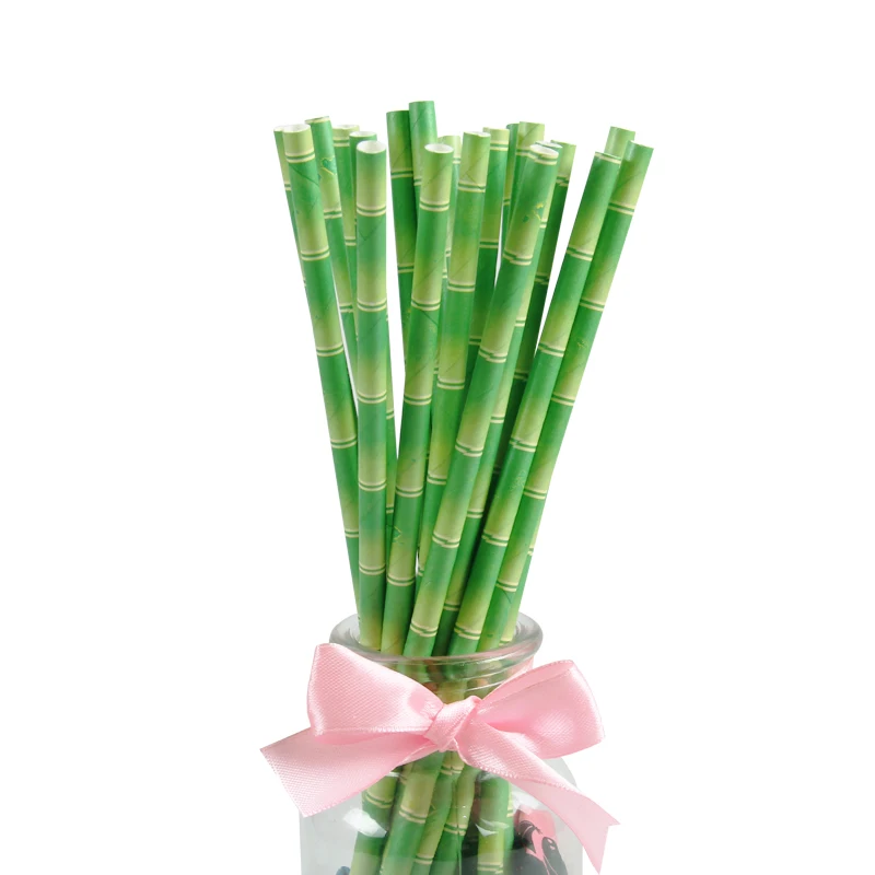 25 шт./лот, соломинки из бронзированной бумаги розового золота для детей, для дня рождения, вечеринки, свадьбы, декоративные принадлежности для мероприятий, соломинки для питья - Цвет: Green