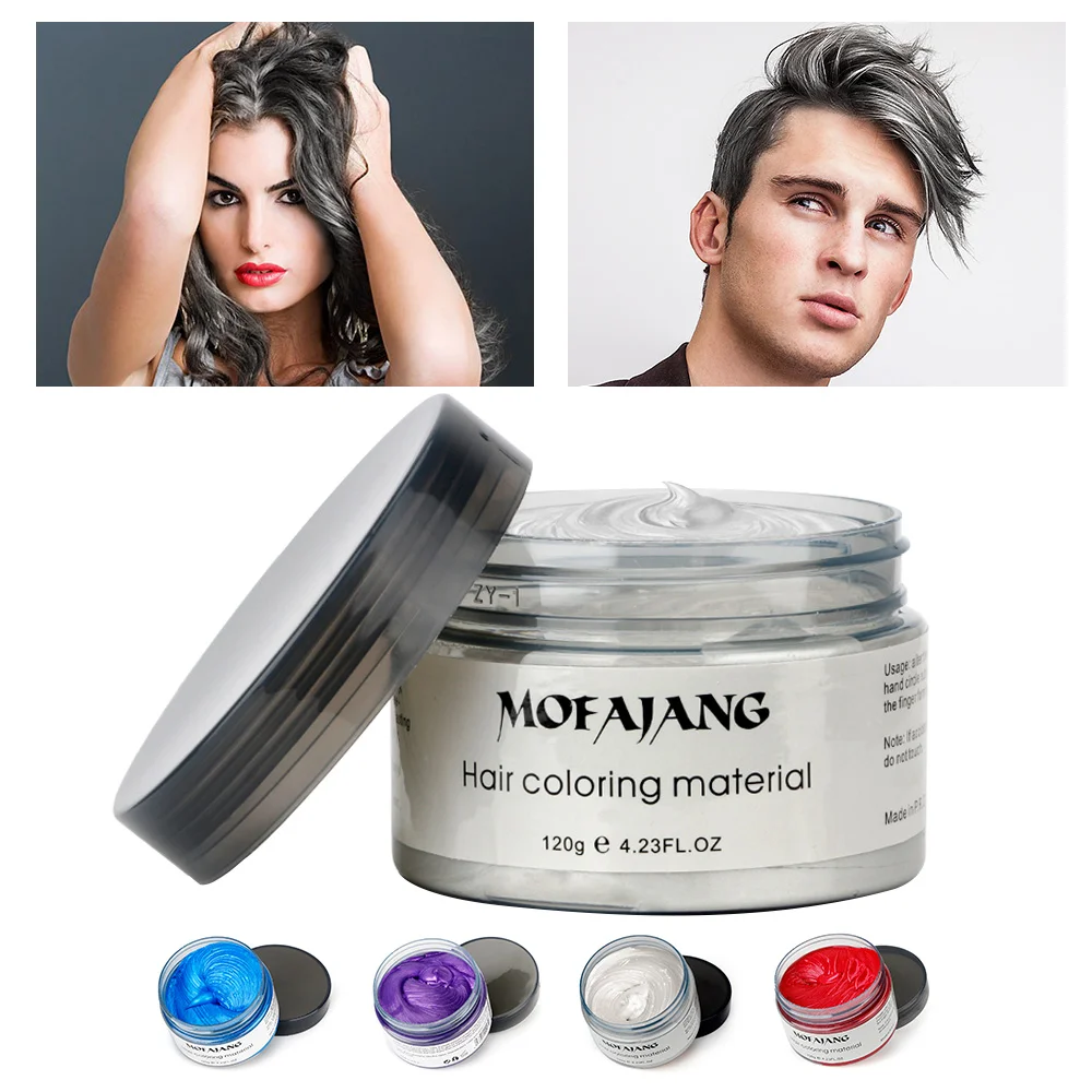 Instant Hair Colour Pomades Waxes White Purple Gray Silver Ash Wax Hair Color Wax Mud Disposable Modeling Dye Cream Washable